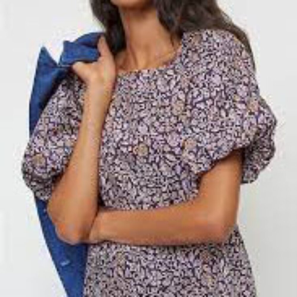 Anthropologie Porridge Elke Ditsy Swing Dress in Purple - Size Medium